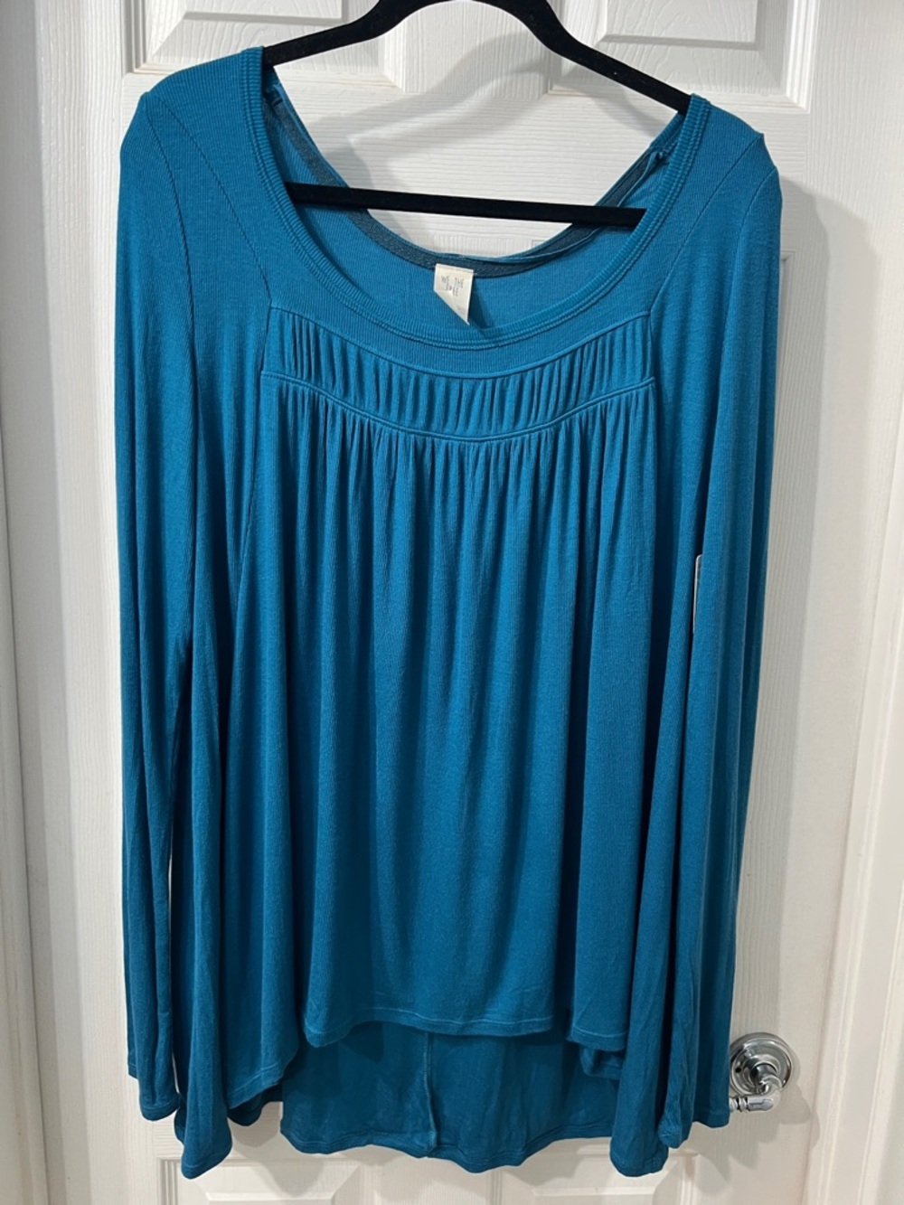 Free People We The Free Long Sleeve Tunic Top Teal Boho NWT Size Large